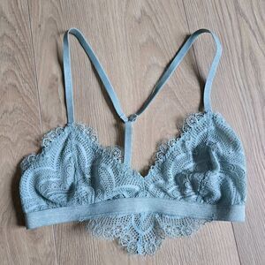 Intimately Free People Women's Small Blue Green Floral Buckle Strappy Lace Brale